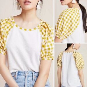 Anthropologie (Sunday in Brooklyn) Gingham Puff-Sleeve Top – Size Small